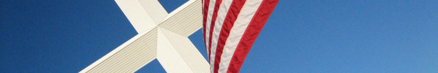 a picture of the american flag and a christian cross