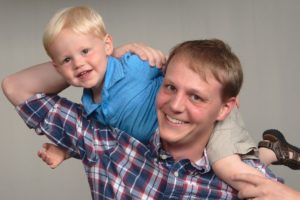 The Faith and Fatherhood banner picture of me and my son