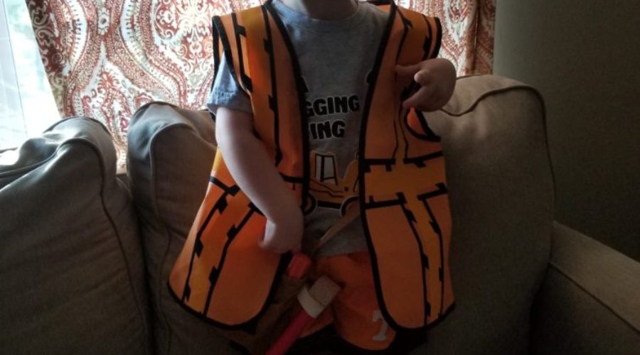 My son in a construction worker outfit