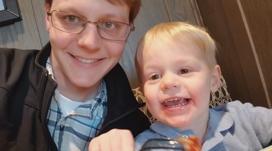 Ezra and I eating Chik-Fil-A