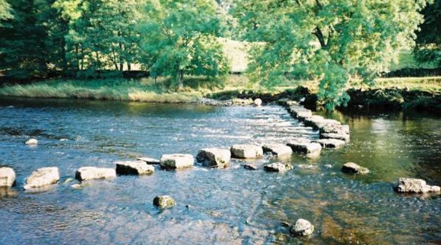 stepping stones across a river