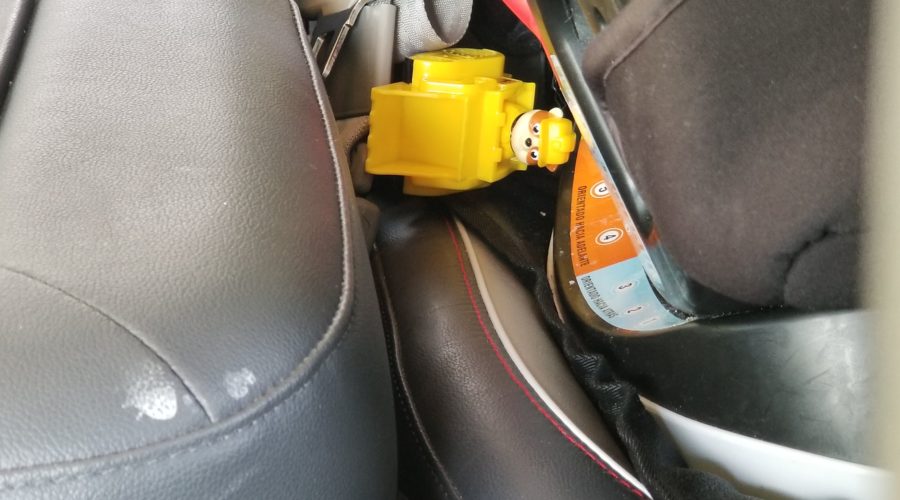 A picture of a toy Rubble from Paw Patrol. I am bringing him home.