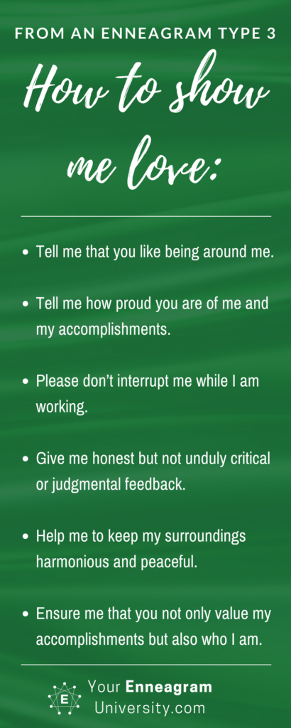 How to show love to an Enneagram Type 3 list