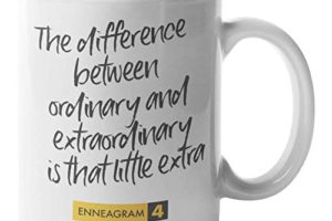 A picture of a mug saying "the difference between ordinary and extraordinary is that little bit extra."