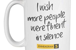 A quote mug for Enneagram Type 5's "I wish more people were fluent in silence."