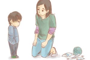 A parent applying boundaries to their child.