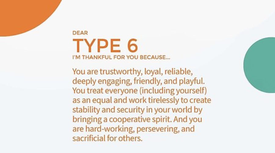 A picture telling Enneagram Type 6's thank for their healing.