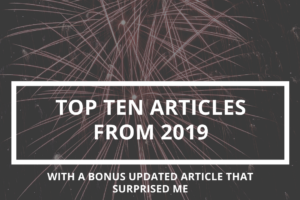 Picture of firework around text stating Top Ten articles from 2019