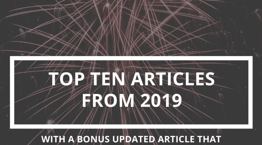 Picture of firework around text stating Top Ten articles from 2019