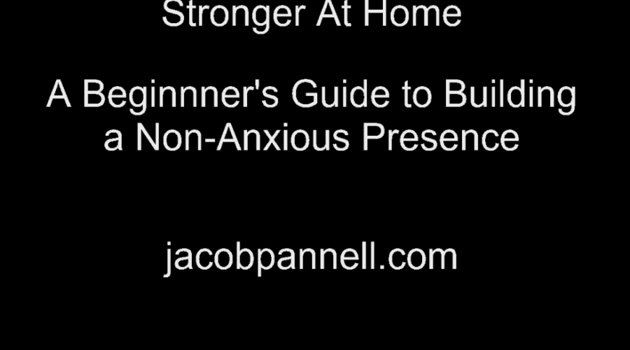 A picture of text: Stronger at Home A Beginner's Guide to Building a Non-Anxious Presence jacobpannll.com