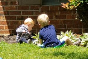 My children playing in our garden