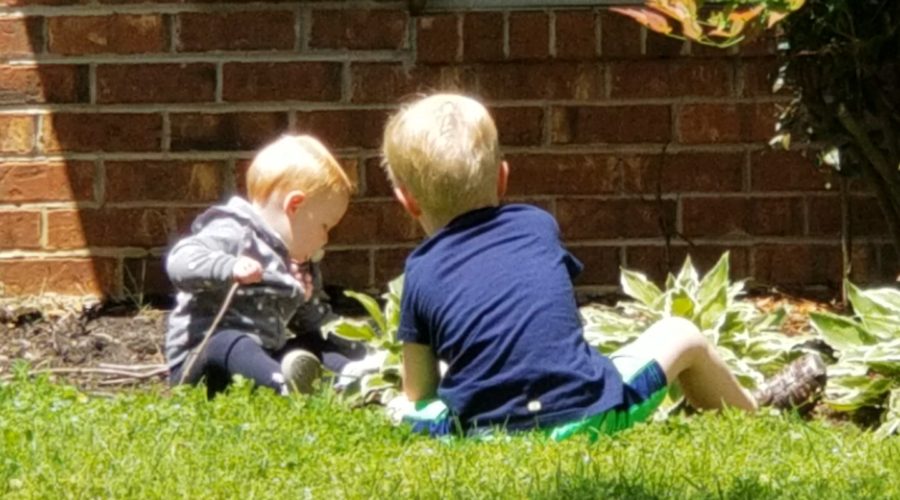 My children playing in our garden