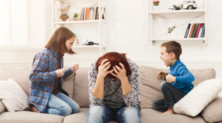 kids screaming at each other while doing church at home.