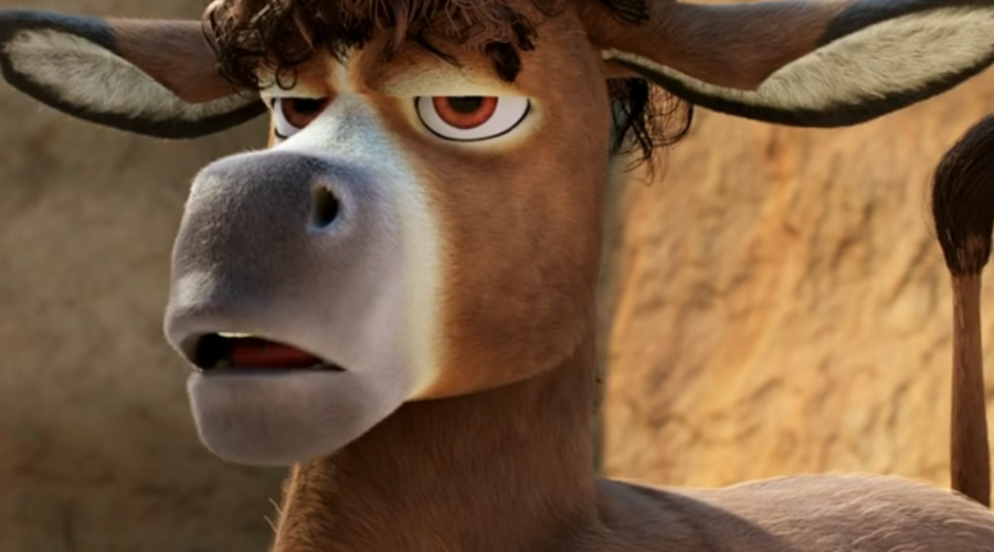 A donkey pretending to be Joseph from the movie in The Star