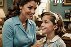 A picture of a white woman with her daughter who is welcoming her to the 1960s