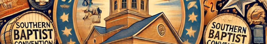 An AI generated picture of Americana fused with Biblical themes depicting the conservative resurgence in the Southern Baptist convention.