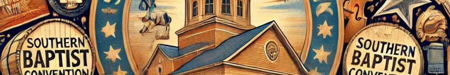 An AI generated picture of Americana fused with Biblical themes depicting the conservative resurgence in the Southern Baptist convention.